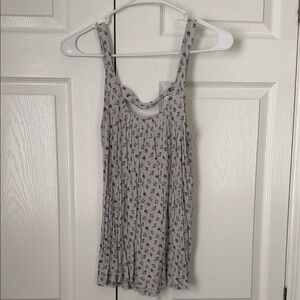 LOFT Light Gray Floral Tank Top